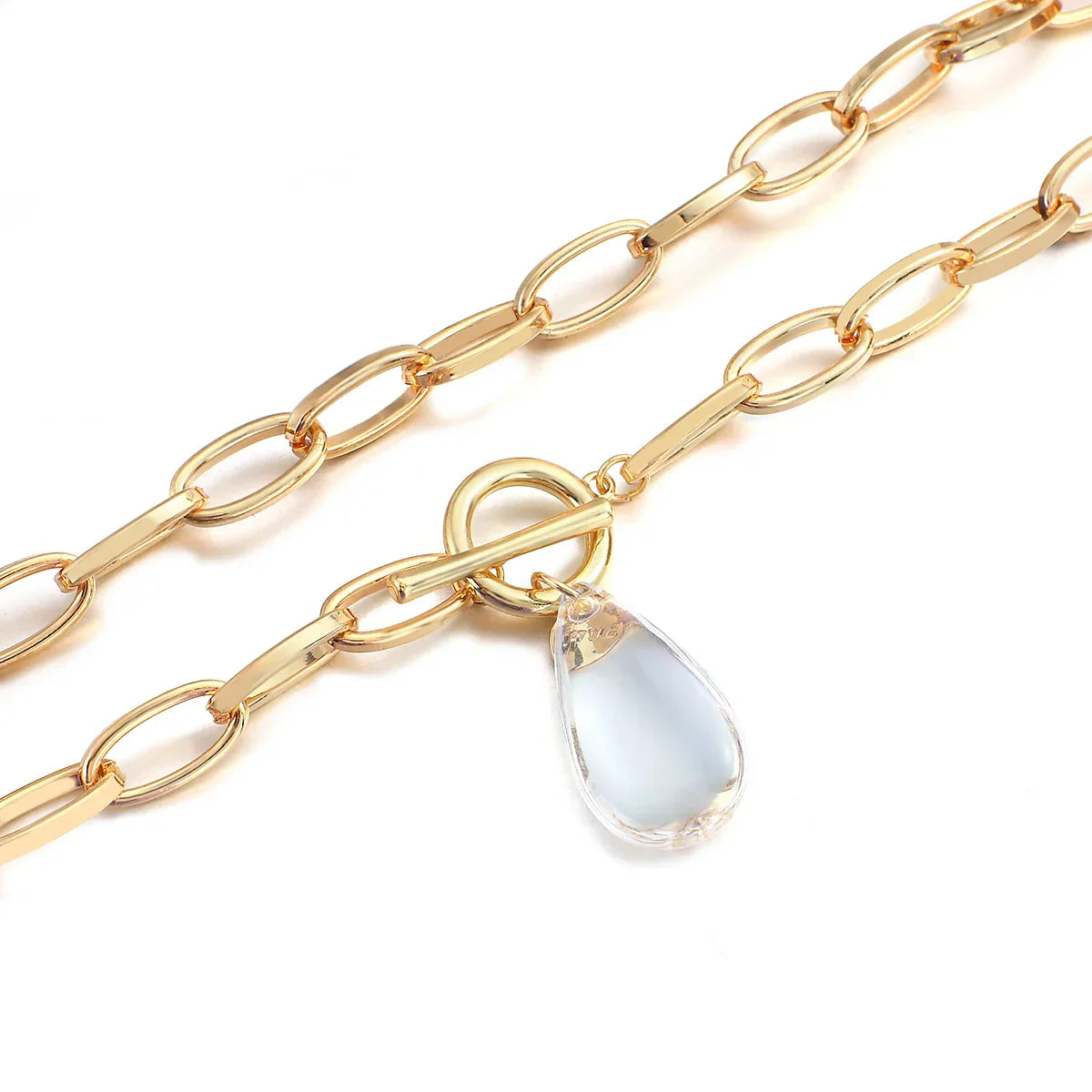 Bold Crystal Drop Circle Pendant Necklace