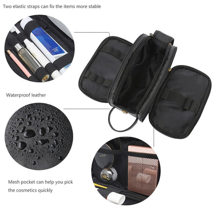 Waterproof Travel Makeup Case Leather Cosmetic Bag