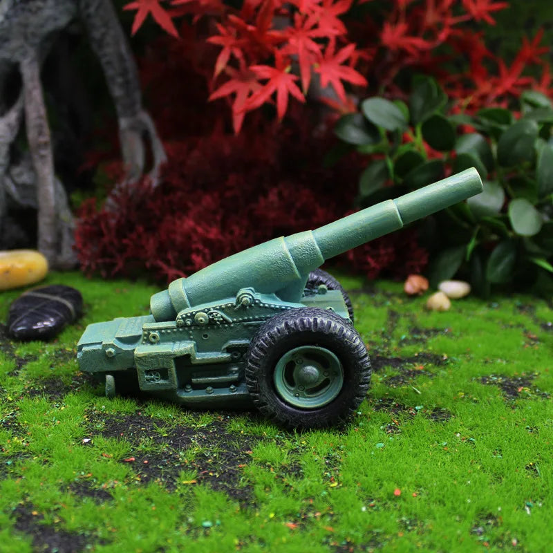 Cute Mini Garden Gnome Figurine Set with Cannon