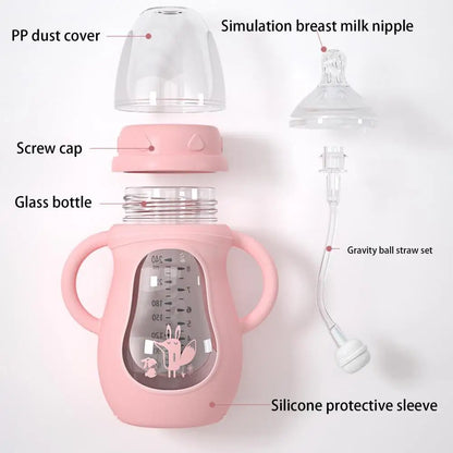 Baby Sippy Bottle with Handles - Soft Silicone & Cute Designs