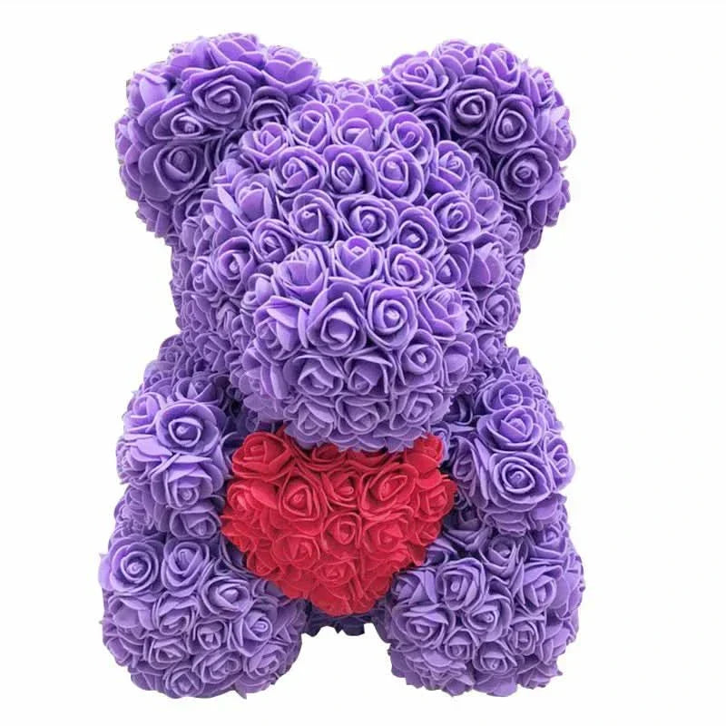 Soft Pink Teddy with Artificial Flower Decoration 40cm