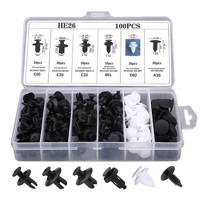Car Bumper Clip Kit 100pcs Rivet Fasteners Set - Fesara