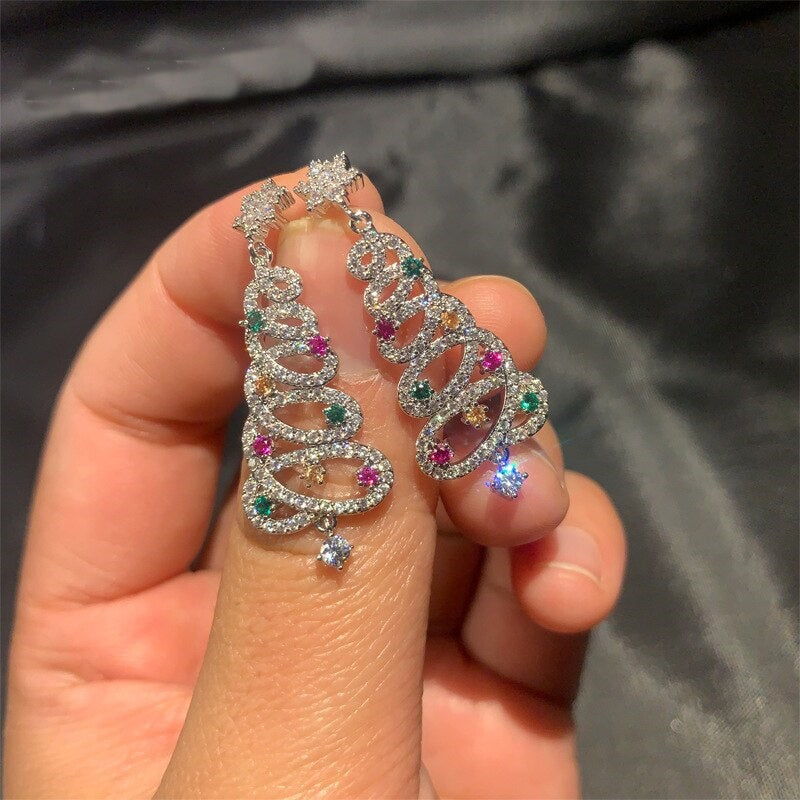 Small Pretty Xmas Tree Stud Earrings