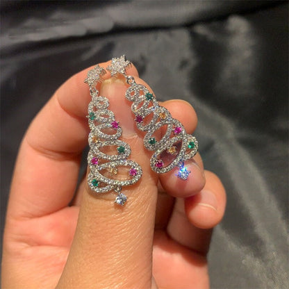 Small Pretty Xmas Tree Stud Earrings
