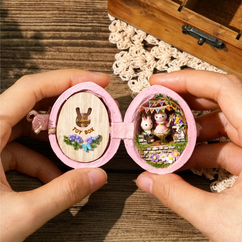 Small Handcrafted Wooden Doll House Miniature