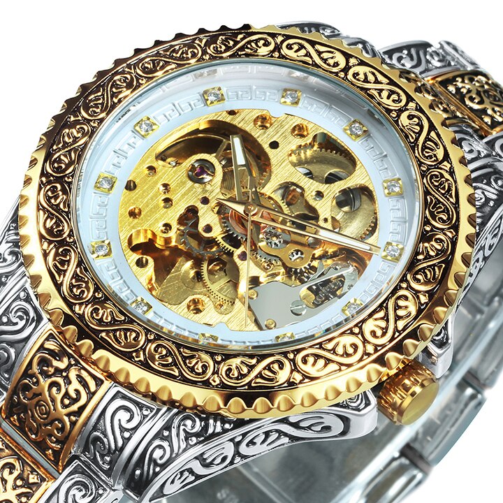 Vintage Luxury Engraved Automatic Mechanical Watch