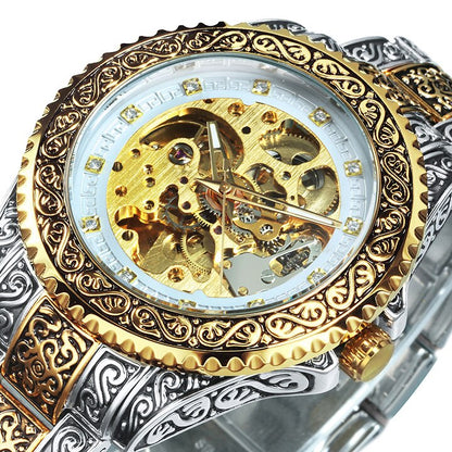 Vintage Luxury Engraved Automatic Mechanical Watch