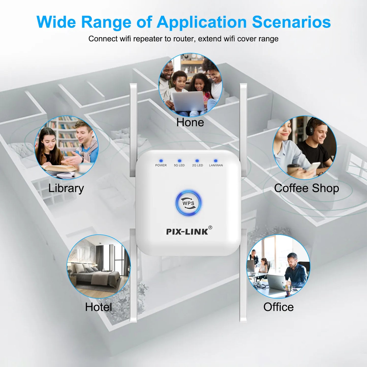 Fast Whole Home WiFi Booster with 4 Powerful Antennas