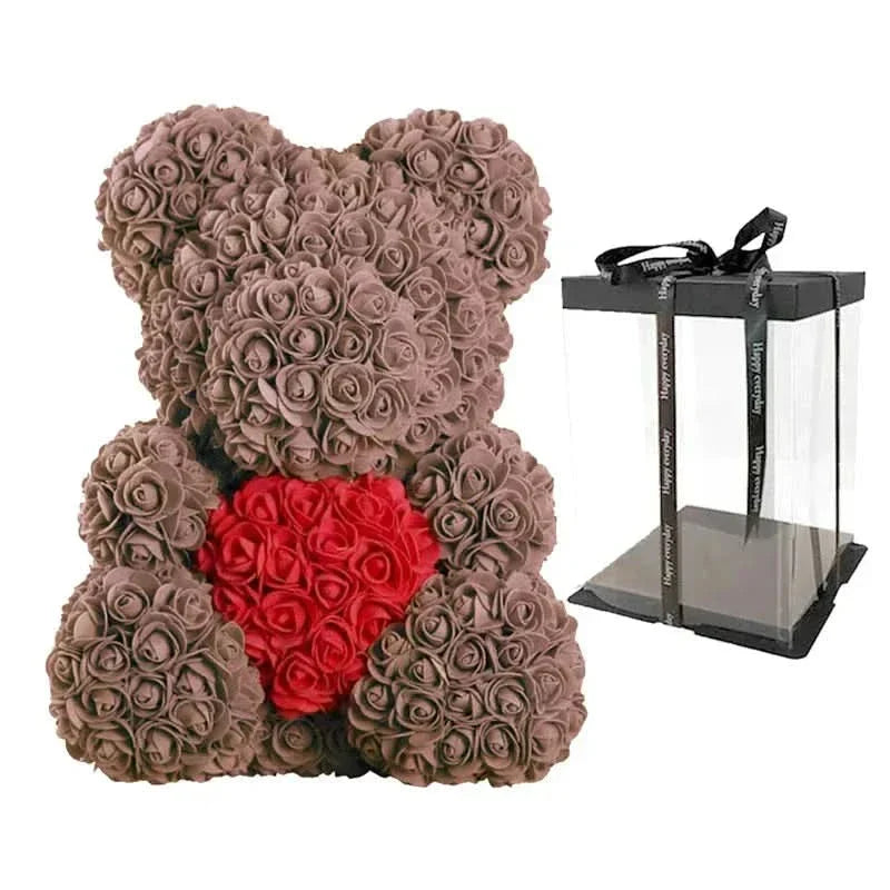 Soft Pink Teddy with Artificial Flower Decoration 40cm