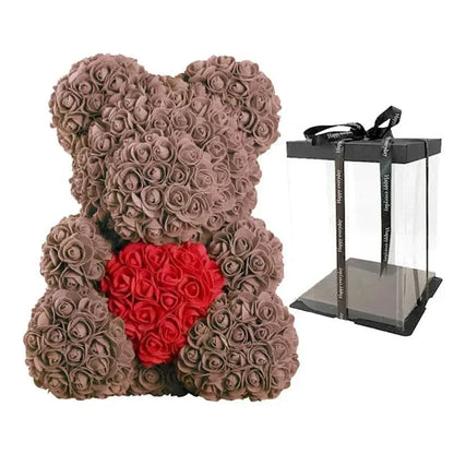 Soft Pink Teddy with Artificial Flower Decoration 40cm