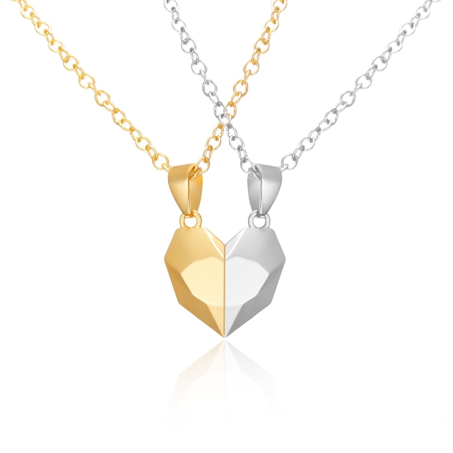 Lovely His Hers Interlocking Couple Necklace Set