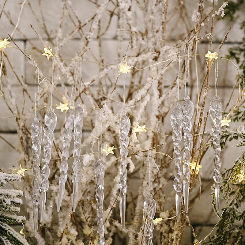 Christmas Tree Decorations 12Pc Artificial Icicle Set