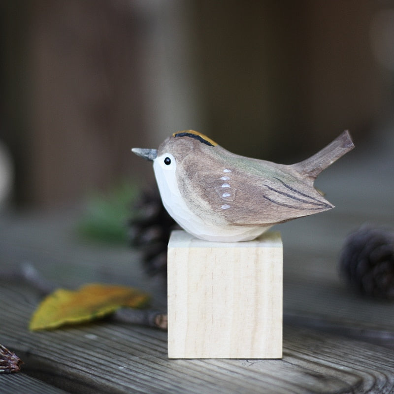 Rustic Wood Carved Bird Decorations