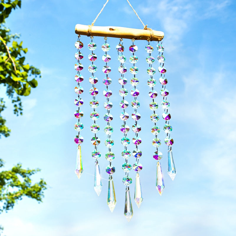 Sparkling Glass Crystal Suncatcher Wind Chime Decor