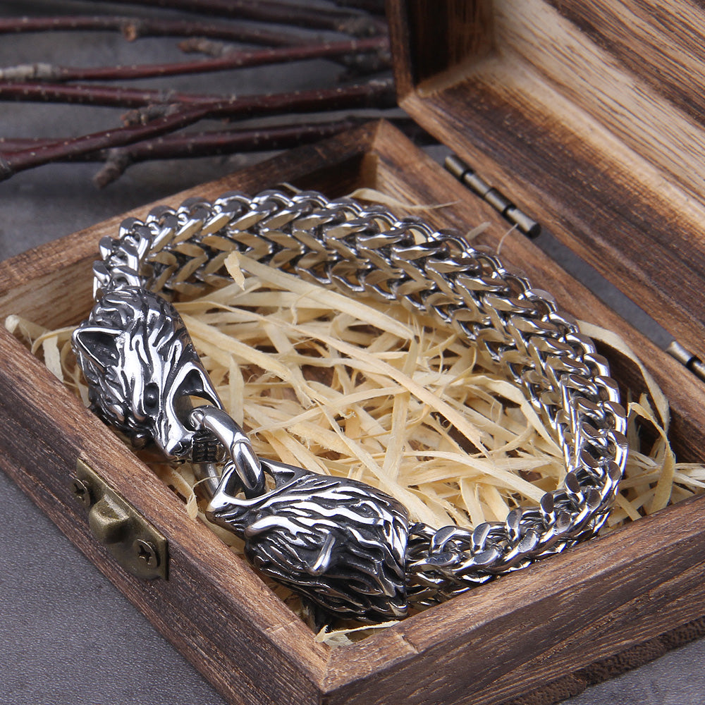 Unique Norse Wolf Cuff Bracelet - Fesara