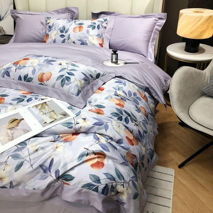 Soft Purple Cotton Bed Sheet Set