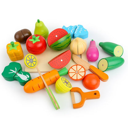 Kids Wooden Fruit Cutting Play Set