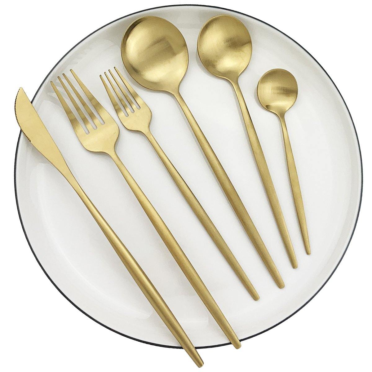 Simple 36-Piece Stainless Steel Flatware Set with Matte Finish