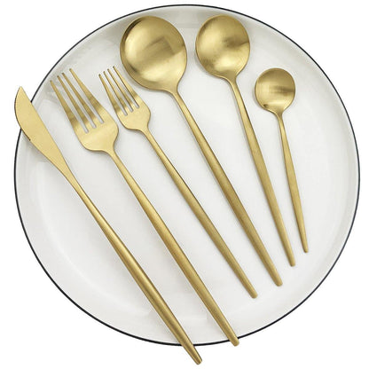 Simple 36-Piece Stainless Steel Flatware Set with Matte Finish