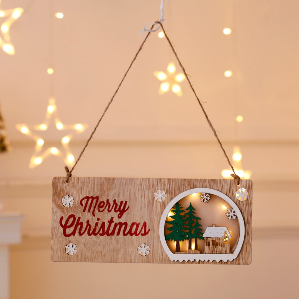 Rustic Wood Hanging Home Decor Lantern Light