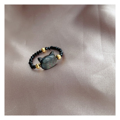 Lucky Charm Kitten Silver Ring