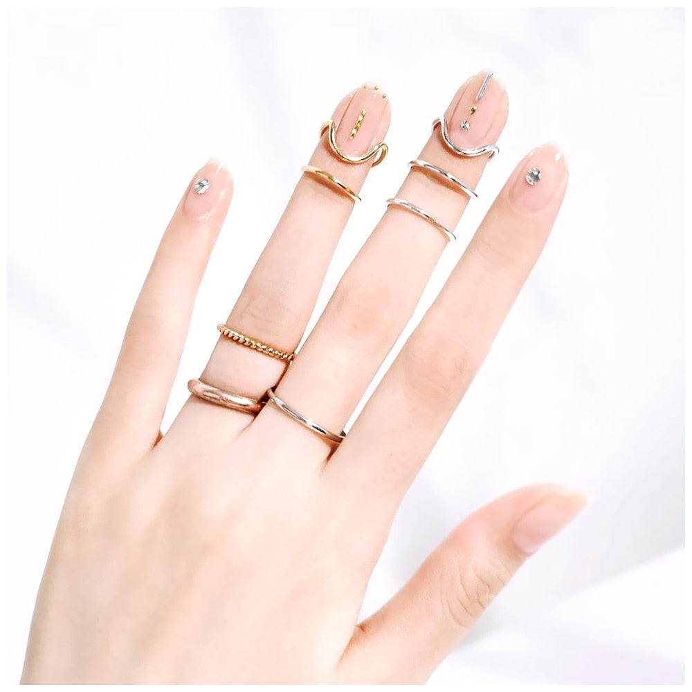 Edgy Metal Stacking Nail Rings