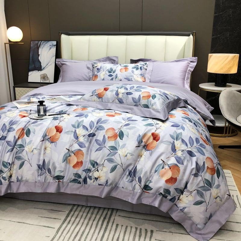 Soft Purple Cotton Bed Sheet Set