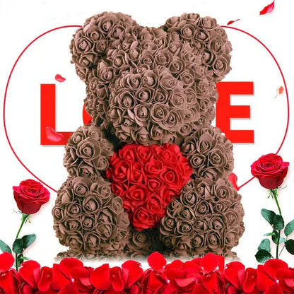 Soft Pink Teddy with Artificial Flower Decoration 40cm