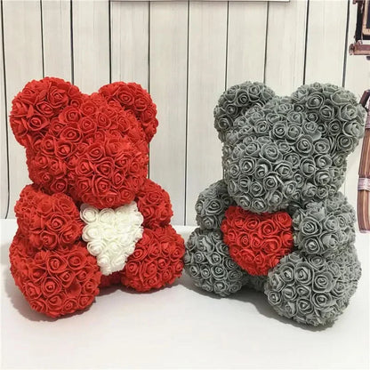 Soft Pink Teddy with Artificial Flower Decoration 40cm