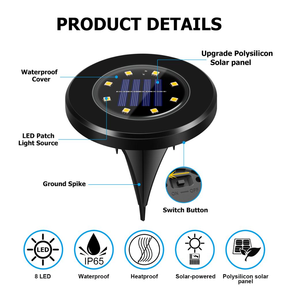 Outdoor Solar Powered Garden Lamp Set (Black)