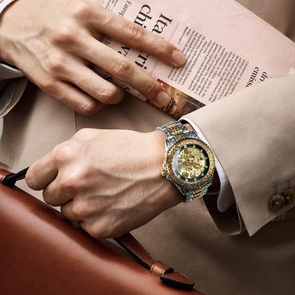Vintage Style Engraved Automatic Mechanical Watch