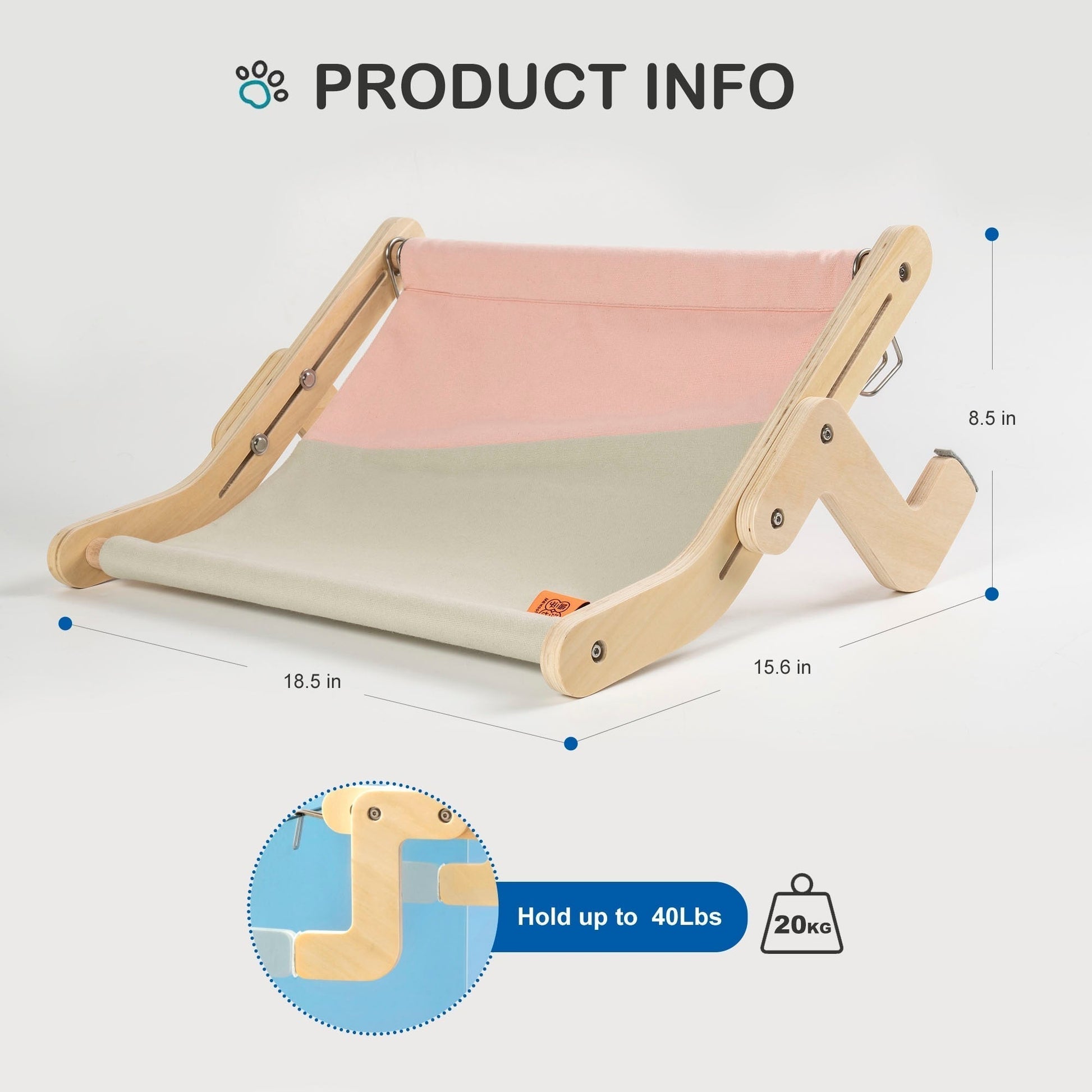 Natural Wood Cat Window Perch Bed - Fesara