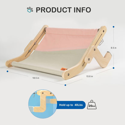 Natural Wood Cat Window Perch Bed - Fesara