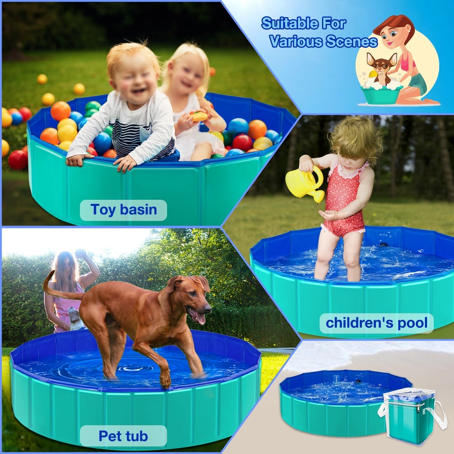 Portable Pet Pool for Kids and Dogs - Fesara