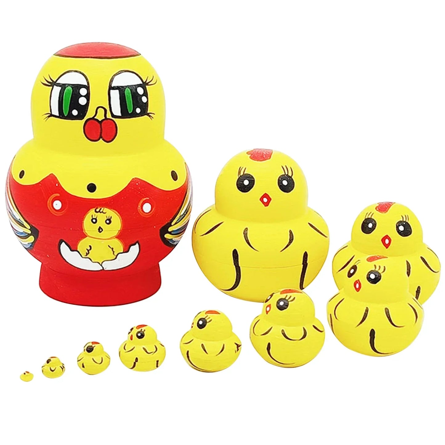 Traditional 10pc Set Wooden Nesting Dolls