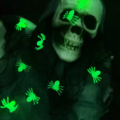 Glowing Spider Halloween Decorations 50 Pack