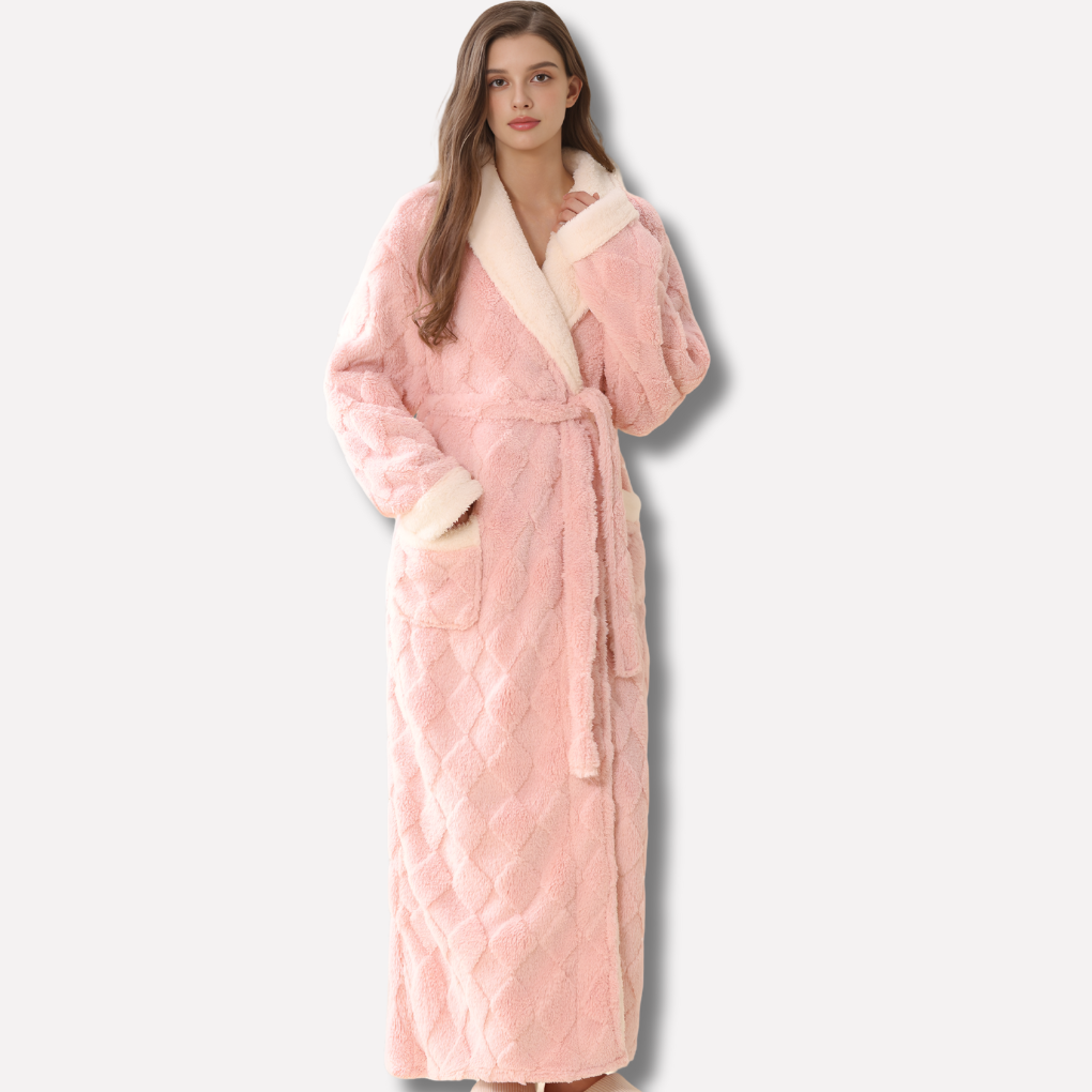 Plush Ladies Warm Hooded Robe - Fesara