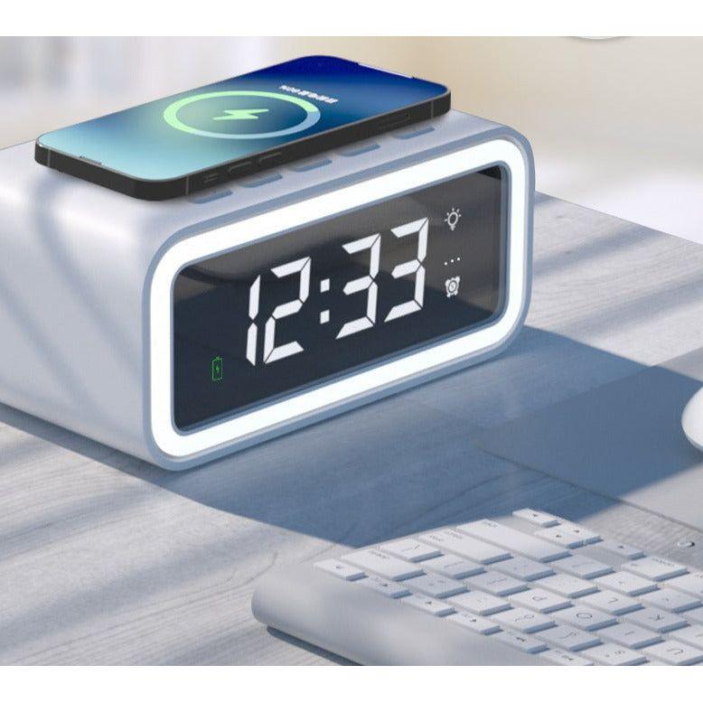 Compact Dual Alarm Clock with Wireless Charging Pad - Fesara