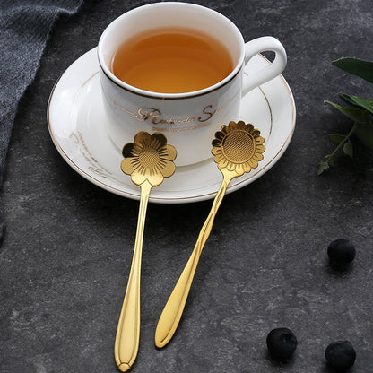 Decorative 8-Piece Teaspoon Set Stainless Steel Floral Design