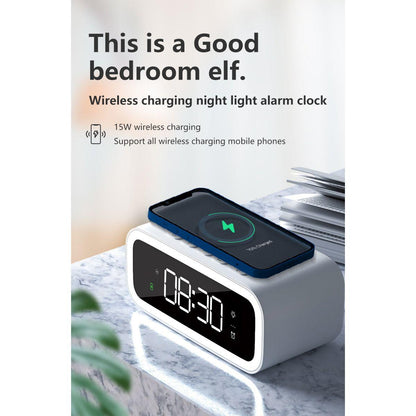 Compact Dual Alarm Clock with Fast Wireless Charging