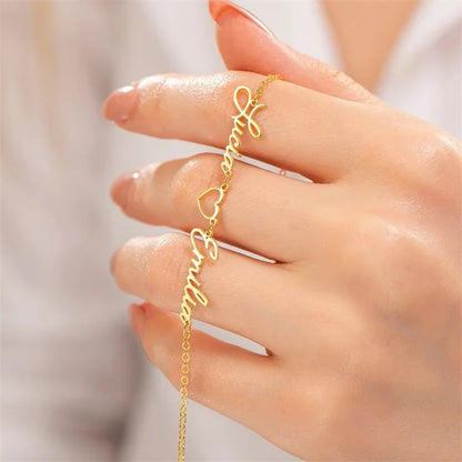 Personalized Couple Heart Chain Bracelet