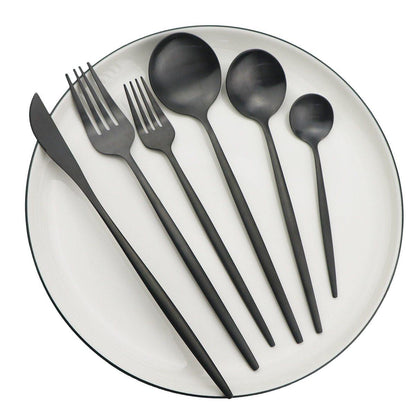 Simple 36-Piece Stainless Steel Flatware Set with Matte Finish - Fesara
