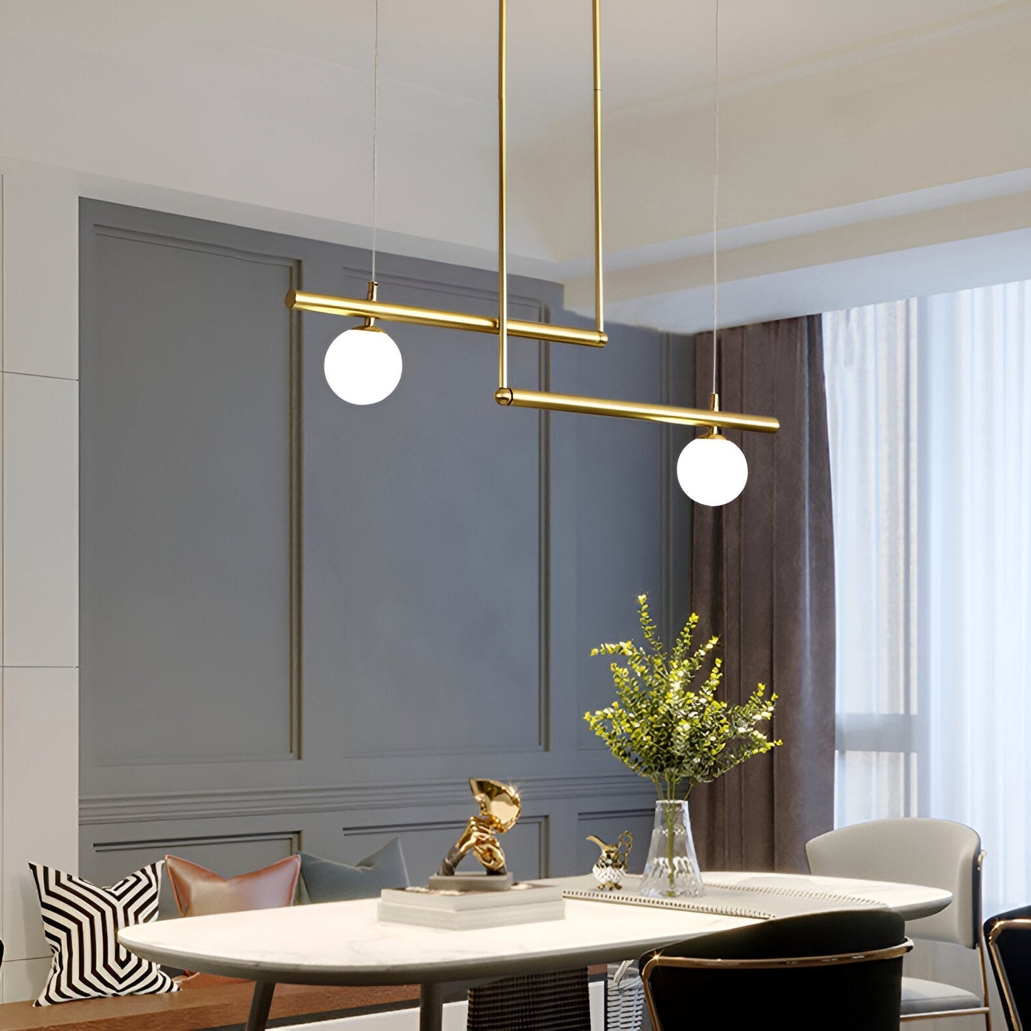 Modern Glass Linear Pendant Light Fixture