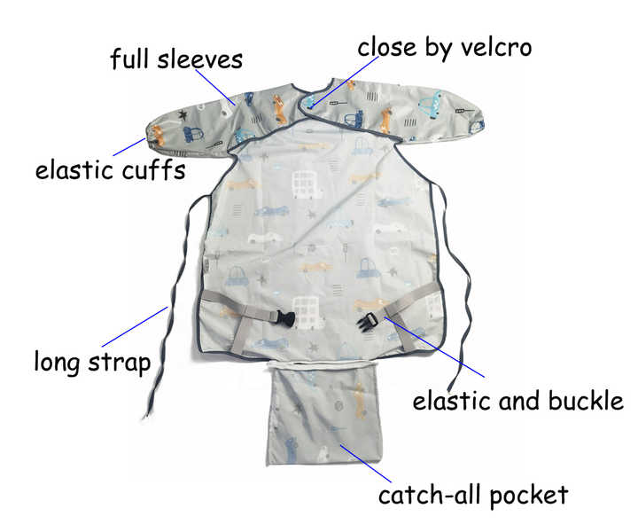 Soft Baby Bib with Sleeves - Waterproof Kids Feeding Bib