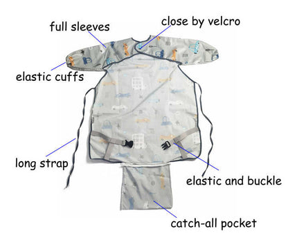 Soft Baby Bib with Sleeves - Waterproof Kids Feeding Bib