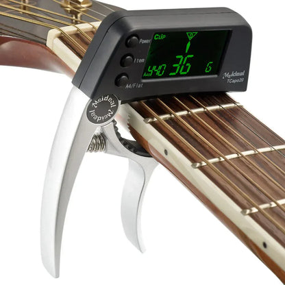 Compact Clip-On Guitar Tuner and Capo