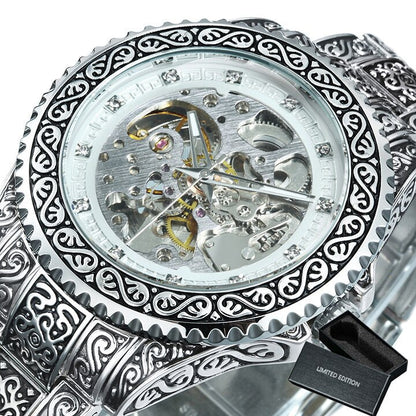 Vintage Luxury Engraved Automatic Mechanical Watch