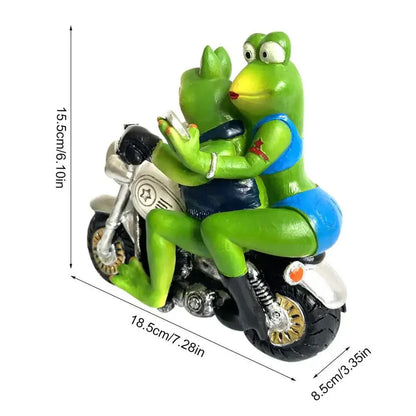 Fun Motorcycle Frog Decor Figurine
