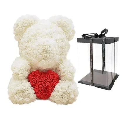Soft Pink Teddy with Artificial Flower Decoration 40cm