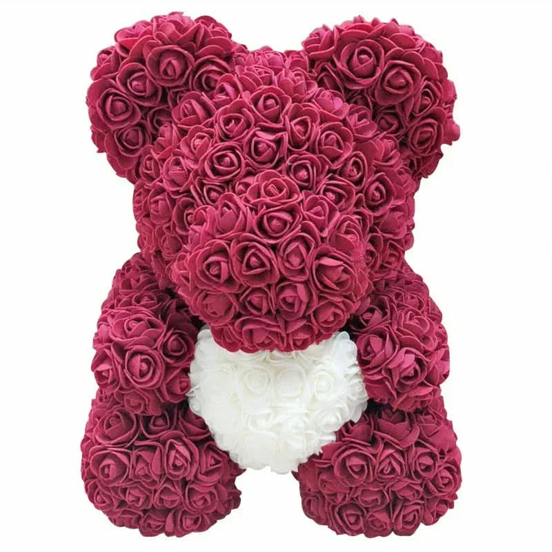 Soft Pink Teddy with Artificial Flower Decoration 40cm